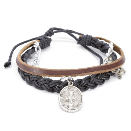 Leather and Charm Braceletの写真素材