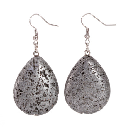 Black Stone Hook Earringsの写真素材