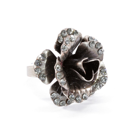 Crystal and Silver Flower Ringの写真素材