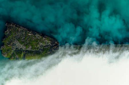 The mixing of two rivers in Geneva city