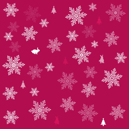Christmas design of rabbit and snowflakesのイラスト素材