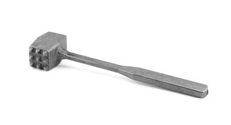 Iron hammer for beating meat isolated on white backgroundの写真素材
