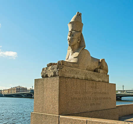 Sphinx statue on the University Universitetskaya embankment in St. Petersburg, Russia.の写真素材