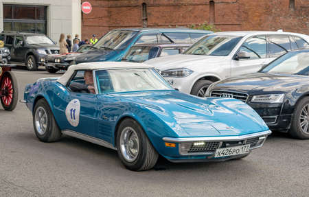 Moscow, Russia - April 24, 2016: Retro cars rally named after Ingosstrakh Exclusive Classic Day. Chevrolet Corvette C3 Stingray.のeditorial素材