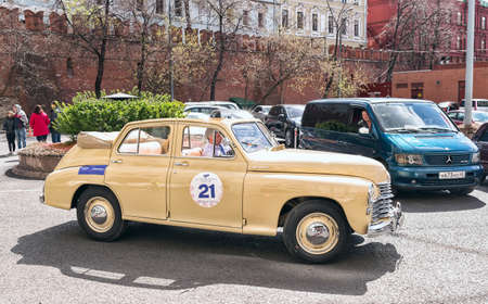 Moscow, Russia - April 24, 2016: Retro cars rally named after Ingosstrakh Exclusive Classic Day. GAZ M20B (Pobeda) car.のeditorial素材