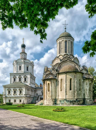 Spassky Cathedral and Church of Michael the Archangel in Andronikov monastery in Moscow, Russia.の写真素材