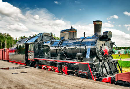 Old steam locomotive in Patriot Park in Moscow Region, Russia