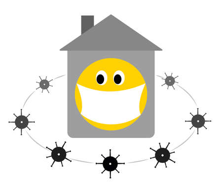 Stay at home to protect yourself from virus illustration on whiteのイラスト素材