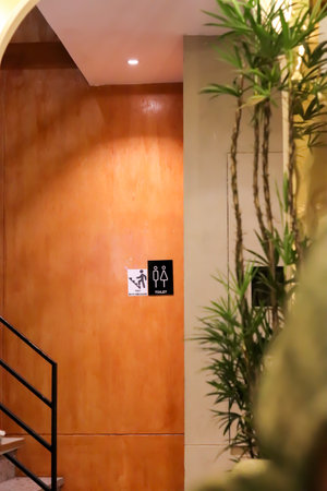 Modern restaurant interior with hint symbolsの写真素材