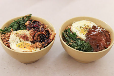 Close-Up Of Noodles In Bowl Against White Backgroundの写真素材