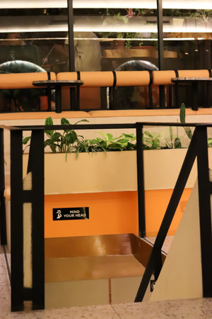 Modern restaurant interior with hint symbolsの写真素材
