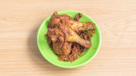 Ayam goreng Kalasan, Indonesia traditional cuisine made from fried chickenの写真素材