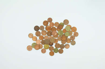 Group of coin on white background,Thai bath,Saving conceptの写真素材
