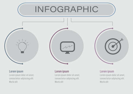 Business infographic template with 3 options, Abstract elements diagram , parts or processes and business flat icon, Vector business template for presentation.Creative concept for infographic.のイラスト素材