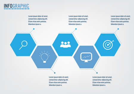 Business infographic template with 5 options, Abstract elements diagram , parts or processes and business flat icon, Vector business template for presentation.Creative concept for infographic.のイラスト素材