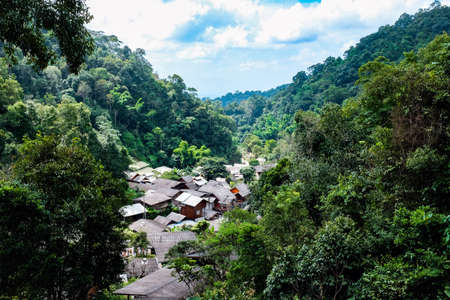 Mae kampong , Chiang Mai - Thailand , View of a small village in the valleyの写真素材