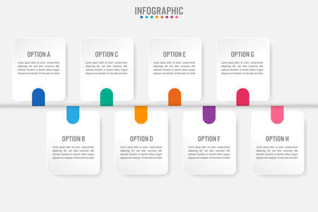 Business infographic template with 8 rectangular shape optionsの写真素材