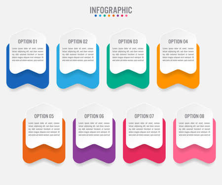 Business infographic template with 8 options arrows shapeの写真素材