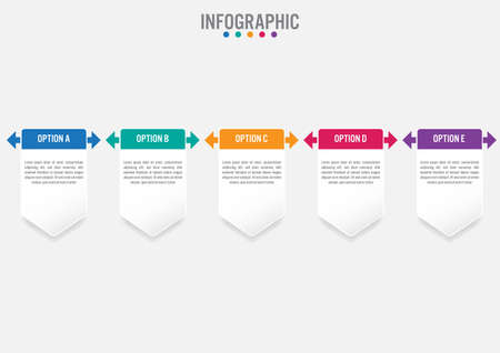 Business infographic labels template with 5 optionsの写真素材
