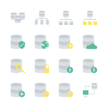 Database system icon set  in  flat  design..Vector illustrationのイラスト素材