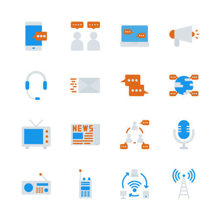 Communication device in flat icon set.Vector illustrationのイラスト素材