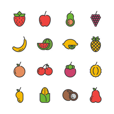 Fruits icon set. Vector illustrationのイラスト素材