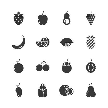 Fruits icon set. Vector illustrationのイラスト素材