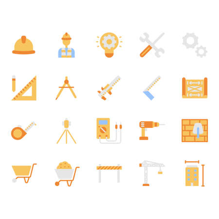 Engineering icon and symbol set in flat designのイラスト素材