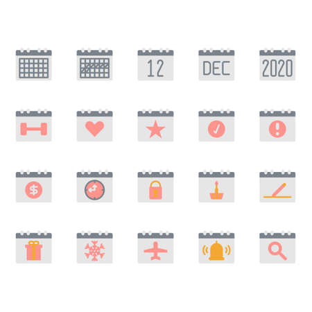 Calendar icon and symbol set in flat designのイラスト素材