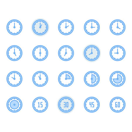 Time and clock icon and symbol setのイラスト素材