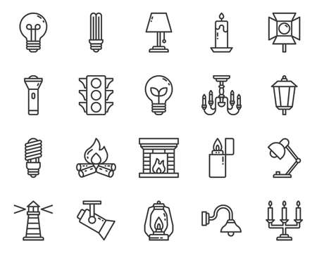 Lighting outline icon and symbol for website, applicationのイラスト素材
