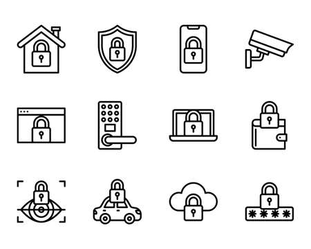 Protection and Security outline icon and symbol for website, applicationのイラスト素材
