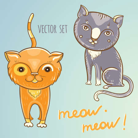 Cartoon illustration of cute cats or kittens.のイラスト素材