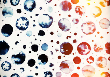 Abstract background with watercolor and ink circles. Hand-drawn background polka dot. Template for...