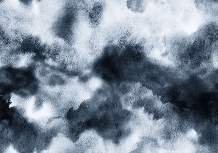 Hand painted ink grey seamless pattern with abstract sky and clouds. Watercolor texture.の写真素材