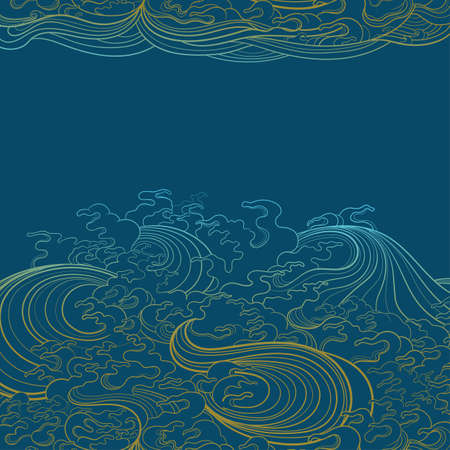 Vector background with waves in traditional oriental style.のイラスト素材