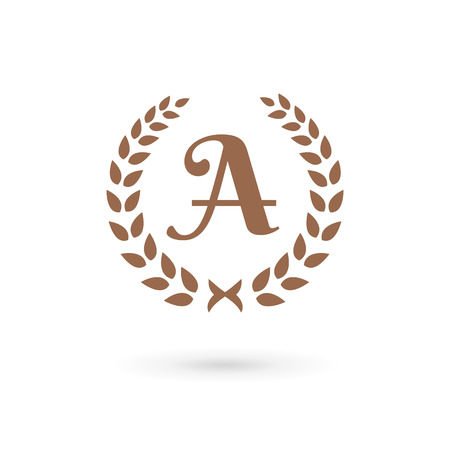Letter A laurel wreath logo icon design template elements. Vector color sign.のイラスト素材