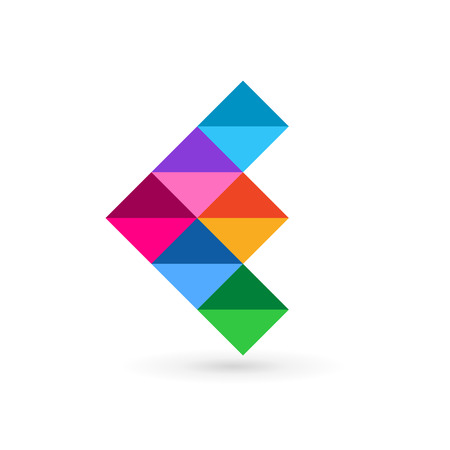 Letter E mosaic logo icon design template elements. Vector color sign.のイラスト素材