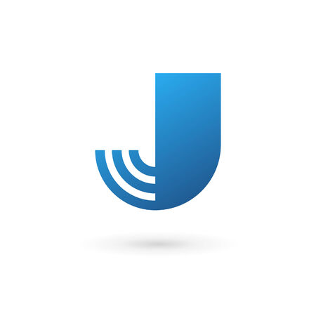 Letter J wireless logo icon design template elements. Vector color sign.のイラスト素材