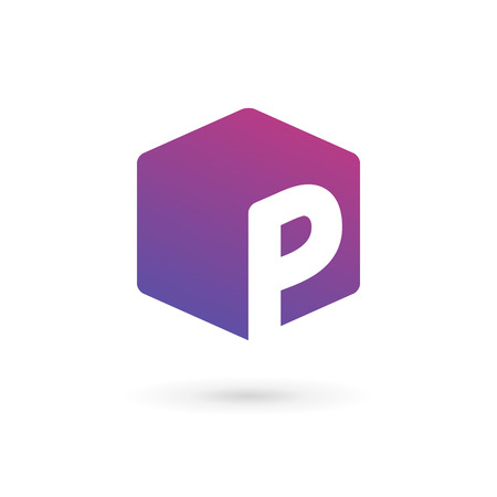 Letter P cube logo icon design template elementsのイラスト素材
