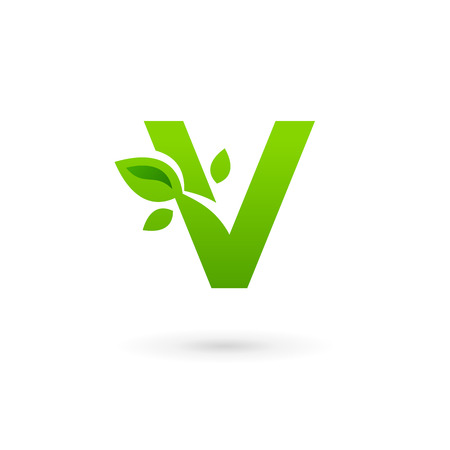 Letter V eco leaves logo icon design template elementsのイラスト素材