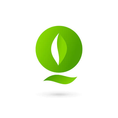 Letter Q eco leaves  icon design template elementsのイラスト素材