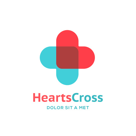 Cross plus heart medical logo icon design template elementsのイラスト素材