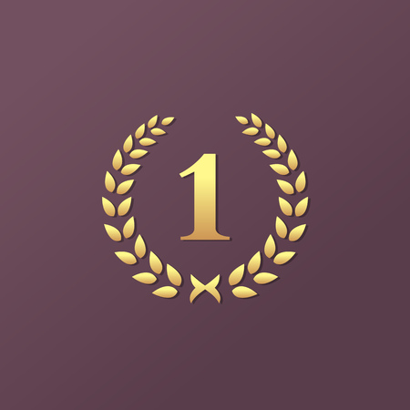 Number one 1 laurel wreath logo icon design template elementsのイラスト素材