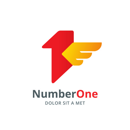 Number one 1 bird wing logo icon design template elementsのイラスト素材