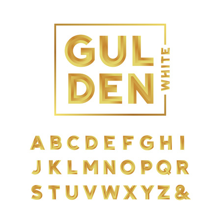 Golden font. Vector alphabet with gold effect letters.のイラスト素材