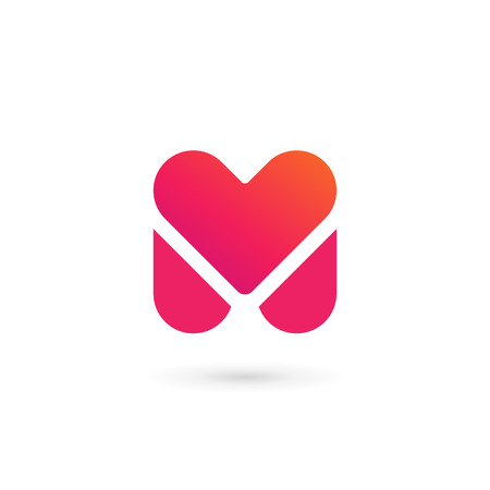 Letter M heart logo icon design template elementsのイラスト素材