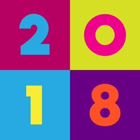 Happy new year 2018 lettering greeting card design.