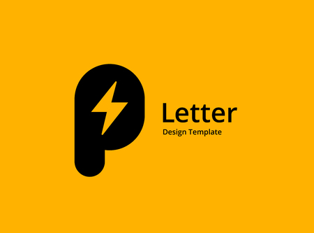 Letter P lightning logo icon design template elementsのイラスト素材