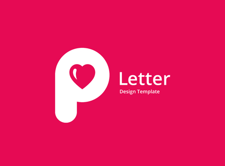 Letter P heart logo icon design template elementsのイラスト素材